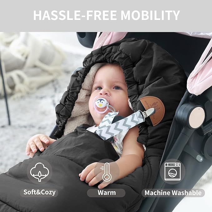 Miracle Baby Bunting Bag for Stroller, Warm Fleece Footmuff with Zippers, Convertible Infant Toddler Sleeping Bag Blanket for Boys Girls
