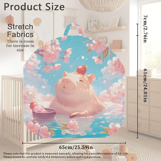 Cherry Floral and Capybara Newborn Lounger Cover Removable Cover Ultra Soft Comfortable Lounger Slipcover Protector Cover for Infant Lounger Pillow Easy to Use and Dustptoof