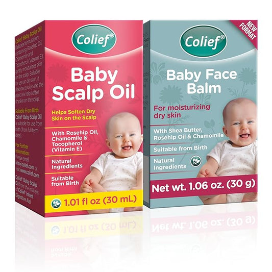 Colief Baby Scalp Oil & Baby Face Balm | Soothing Moisturizing Oil and Balm for Babies Scalp and Skin | Preventative of Itchy, Flaky, Dry, Damaged Skin on Infants | Rosehip Oil and Chamomile