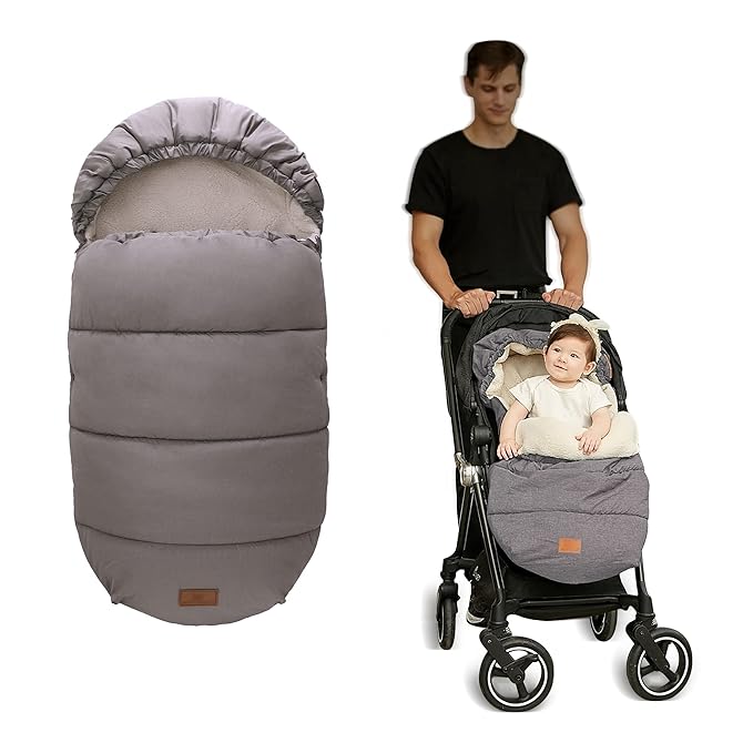 LAT Baby Warm Bunting Bag Universal,Stroller Sleeping Bag Cold Weather,Waterproof Toddler Footmuff(Detachable,Grey)