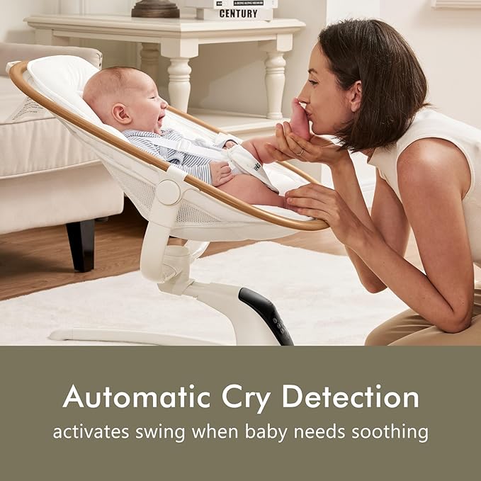 Angelbliss Electric Baby Swing with Cry Detection, Side-to-Side Motion, 5 Speeds, 180 Rotation, Indoor Swing for Infants and Toddlers (White)
