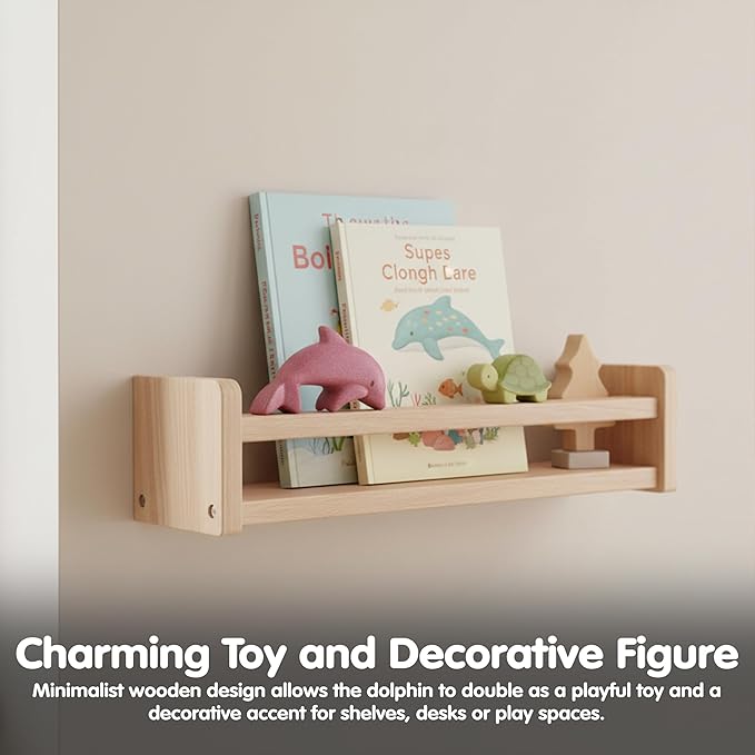PlanToys® Wooden Dolphin Figurine | Montessori Inspired Toy for Imaginative and Creative Play | Eco Friendly Ocean Animal Figure for Bath and Water Play