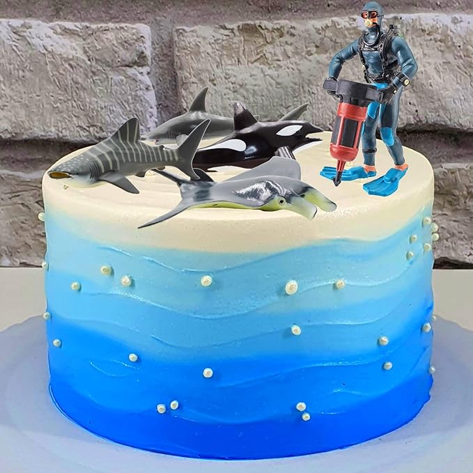 Gemini&Genius 10 Pcs Shark Toys- 5-6" Ocean Sea Animals Pool Bath Tub Toys, Realistic Shark Figurines Set for Kids, Cake Toppers, Party Favor Gifts for Kids & Toddlers