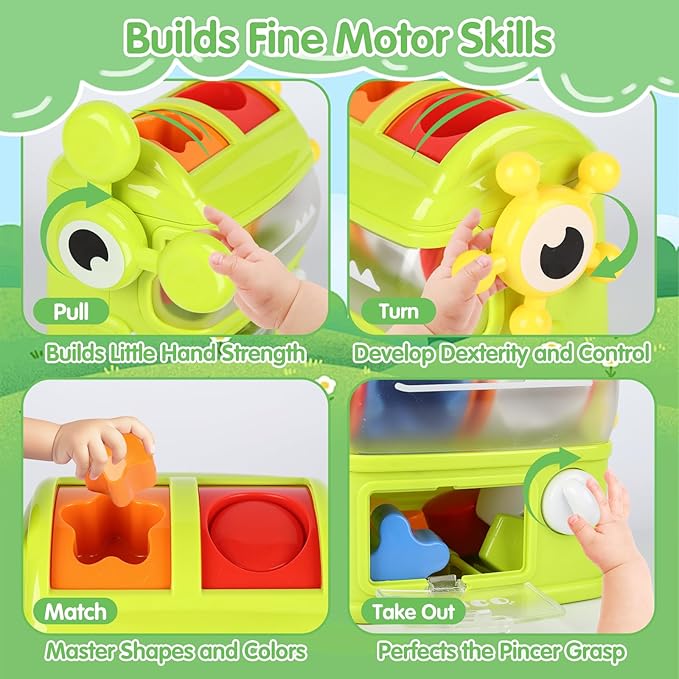 Montessori Baby Toys Eating The Shapes, Interactive Shape Sorter Toys for Toddlers, Fine Motor Skills Matching & Sorting Learning Toys for 1 2 3 Year Old Boys Girls