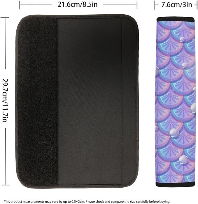 Mermaid Scale Car Seat Belt Cover Pad 2-Piece Super Soft Comfortable Shoulder Seatbelt Pads Cushions