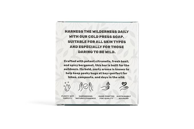 FORESTBORN Buzz Blocker All Natural Outdoor Bar Soap, 5 oz – Citronella, Basil & Bergamot Blend | Fresh Skin, Fewer Bites