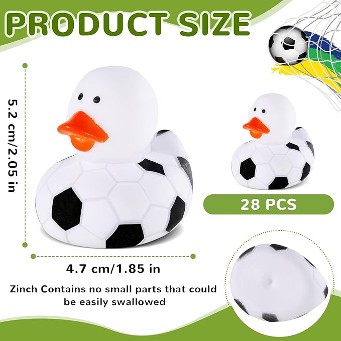 SCIONE 28 Pcs Football Rubber Ducks Bulk - 2 Inch Sports Theme Duckie Toys - Small Rubber Duck Figurines for Kids Birthday Party Favors, School Classroom Rewards and Carnival Prizes