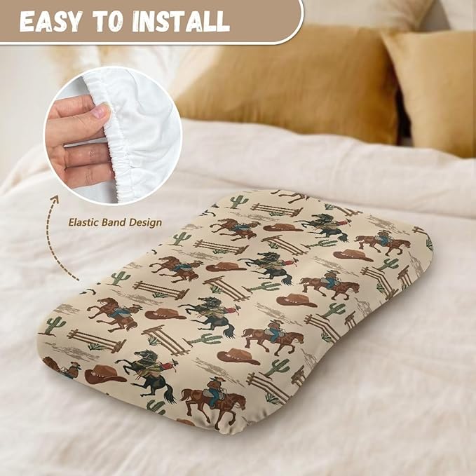 Western Cowboy Horse Baby Lounger Cover for Newborn Baby Nest Cover for 0-12 Stretchy Soft Snuggle Me Lounger for Baby 0-24 Months Baby Padded Loungers Cover Brown