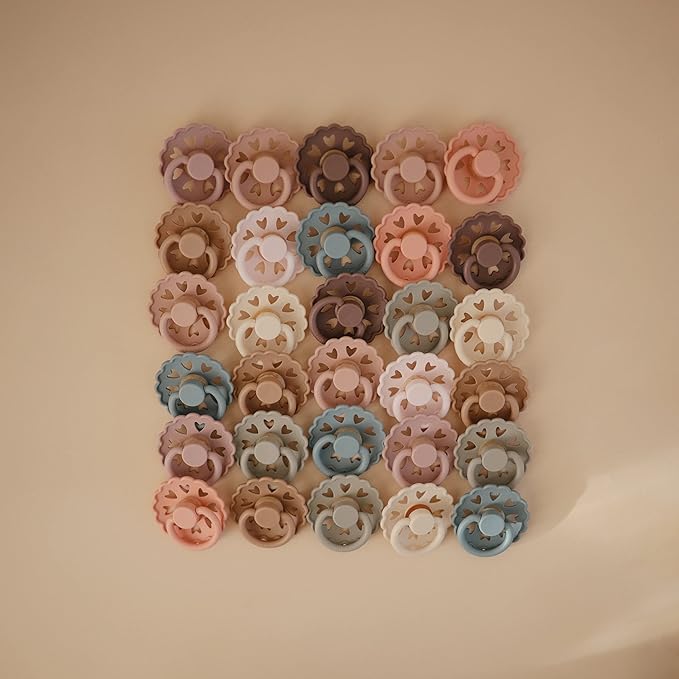 FRIGG Andersen Fairytale Natural Rubber Baby Pacifier | Made in Denmark | BPA-Free (Twilight Mauve/Primrose, 6-18 Months)