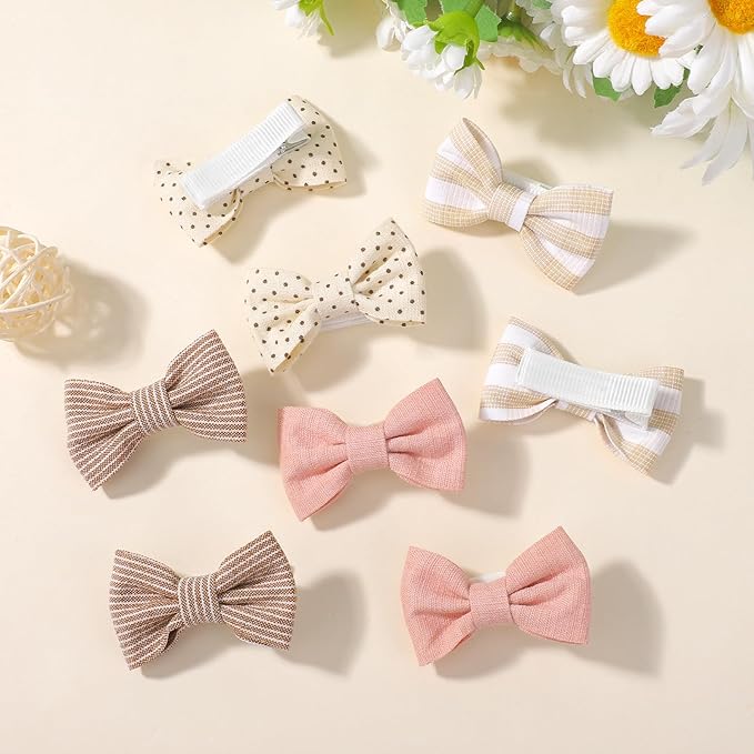 choicbaby 20pcs Baby Girl Hair Bow Clips 2" Fully Lined Non Slip Hair Bows Barrettes Handmade Toddler Floral Hair Accessories for Baby Girl Toddler Kids Fine Hair (Style-A)