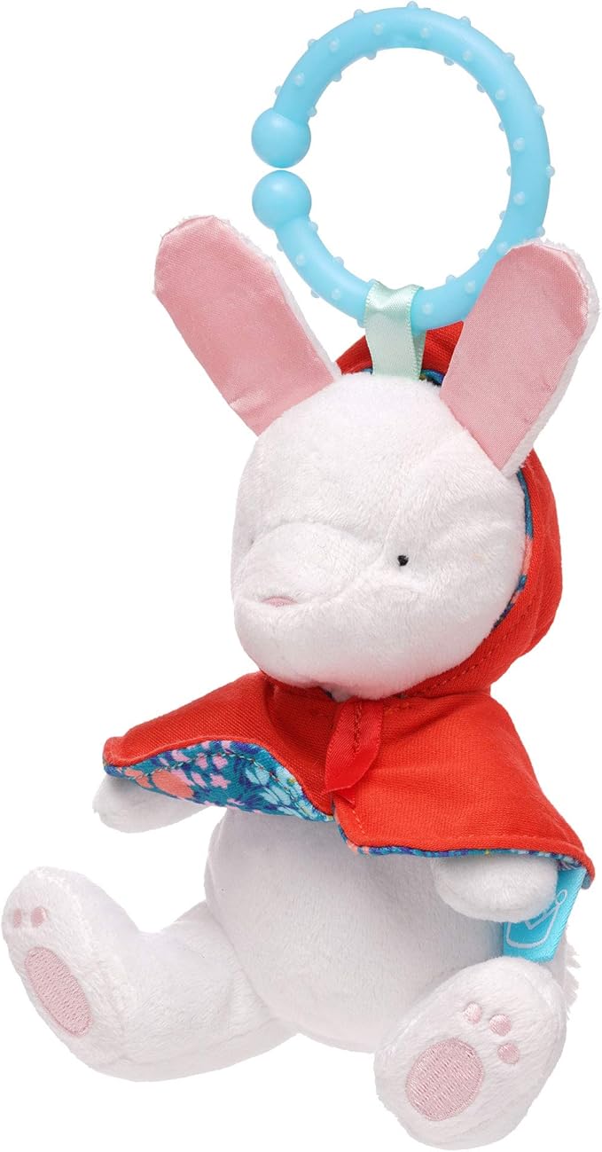 Manhattan Toy Fairytale Rabbit Plush Baby Travel Toy with Chime, Crinkle Ears and Teether Clip-on Attachment