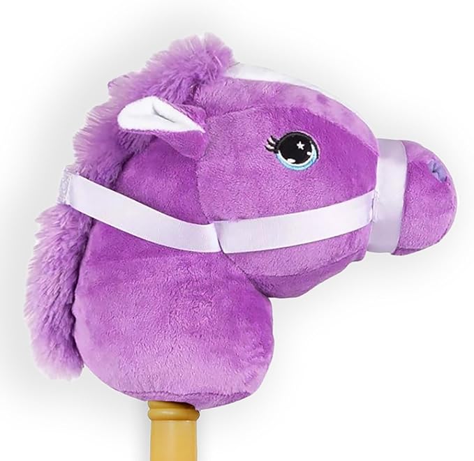Ponyland: Music Stick Animal - Purple & White Horse - Music Button, Sturdy Two-Piece Stick W/Colorful Soft Plush Animal Head, Toy, Kids Ages 3+
