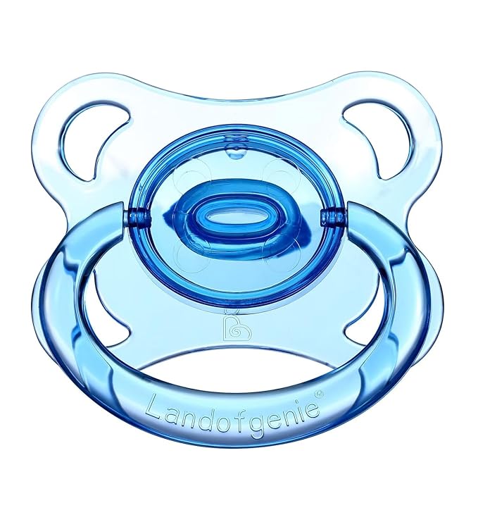 Landofgenie Large Shield Adult Size Pacifiers Set Moon Shape Transparent Design Pacifier Blue