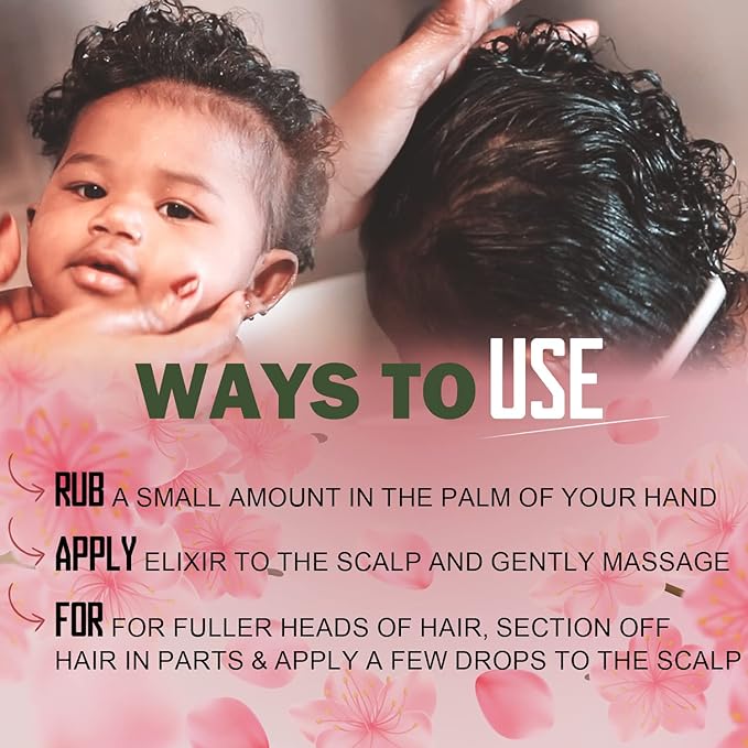 Baby Hair Growth Oil - Organic Newborn Oil with Coconut, Olive, Castor, and Tea Tree Oils