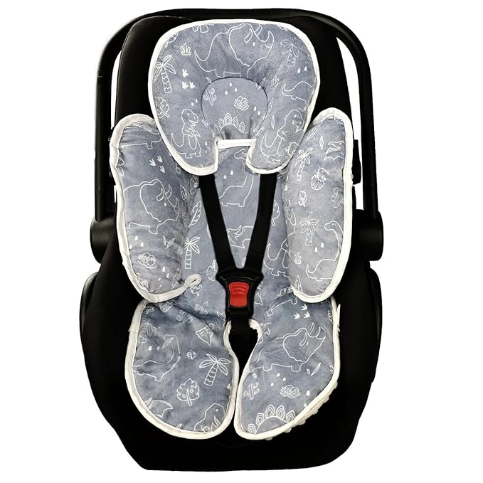 DILIMI Baby Car Seat Head and Body Support, 2-in-1 Infant Car Seat Insert, Soft Cushion for Car Seat, Stroller, Bouncers, Dinosaur