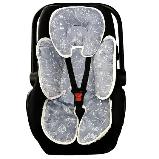 DILIMI Baby Car Seat Head and Body Support, 2-in-1 Infant Car Seat Insert, Soft Cushion for Car Seat, Stroller, Bouncers, Dinosaur