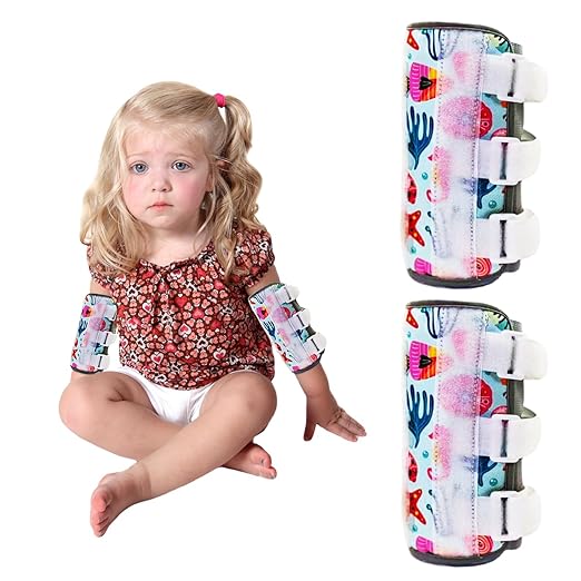 2 Pack Thumb Sucking Stop for Kids Toddlers Nail Biting Treatment Finger Sucking Deterrent Guard Prevention Anti Nose Picking Pediatric Elbow (Ocean)