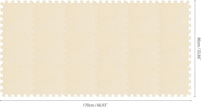 qqpp EVA Rubber 18 Tiles Interlocking Puzzle Foam Floor Mats - Baby Play Mat for Playing | Exercise Mat for Home Workout. Beige. QC-Jb18N