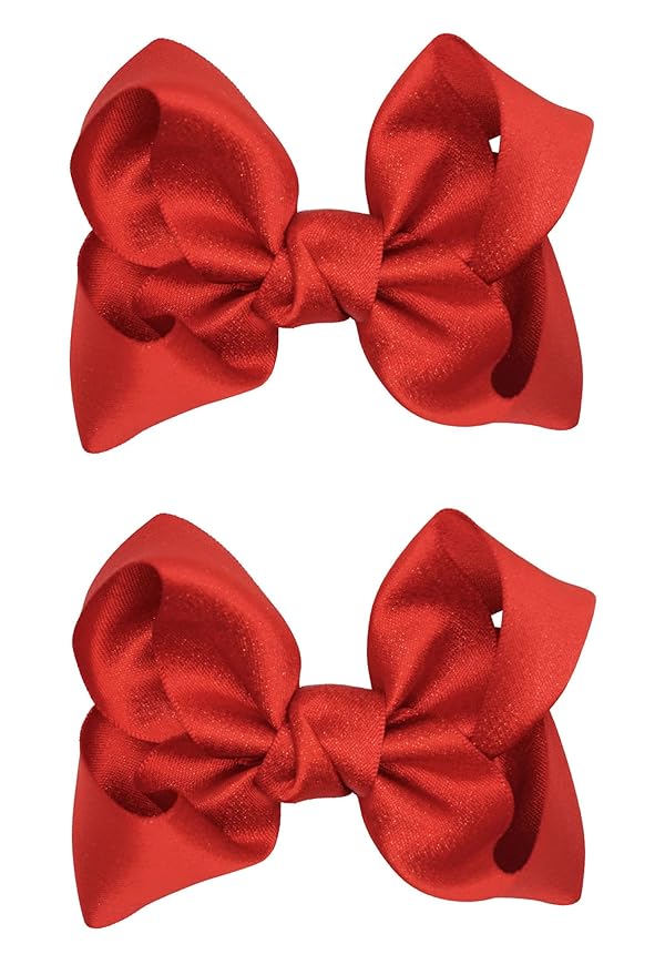 3 Inch Baby Girl Hair Bows Clips Hairpin Headwear Little Teen Toddler Girls Kids Teens Toddlers Hair Accessories - Set of 2 (Red)
