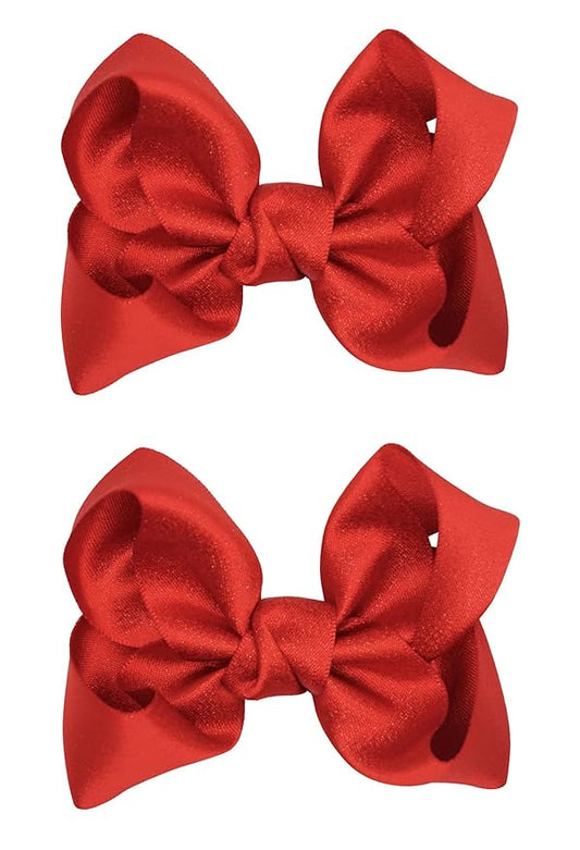 3 Inch Baby Girl Hair Bows Clips Hairpin Headwear Little Teen Toddler Girls Kids Teens Toddlers Hair Accessories - Set of 2 (Red)