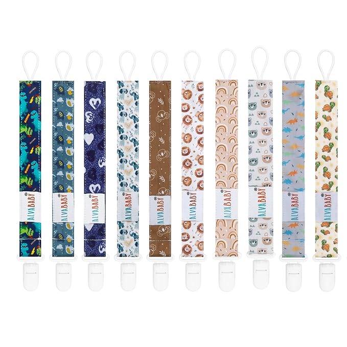 ALVABABY Pacifier Clips 8 Pack Binky Paci Clip Holder Leashes 8DP24A