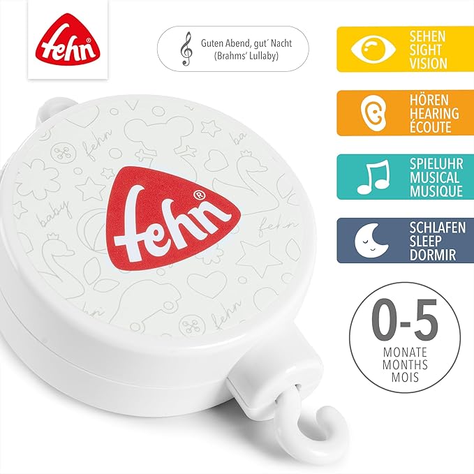 Fehn Music Box for Mobiles – Sleep Aid with Brahms' Lullaby Melody – Musical Toy Suitable for All Musical Mobile Phones – for Babies and Toddlers