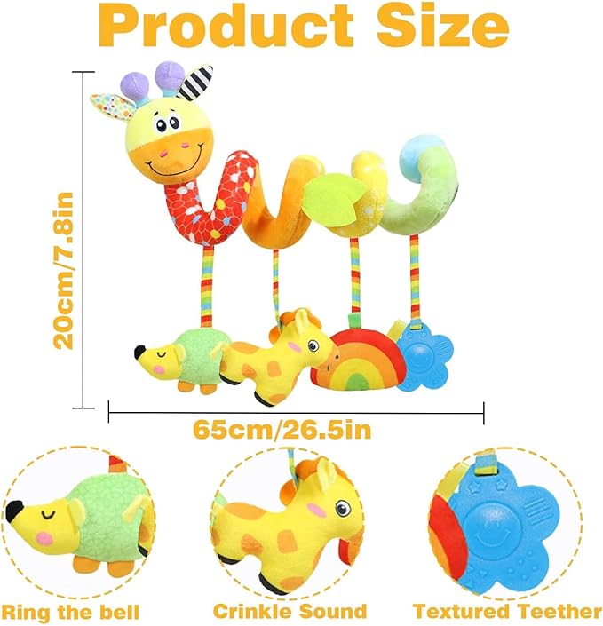 Multi-Use Baby Spiral Activity Toy – Spiral carseat Toy for Car Seat, Stroller,Play Gym, Keeps Baby Quiet, Easy Travel Solution