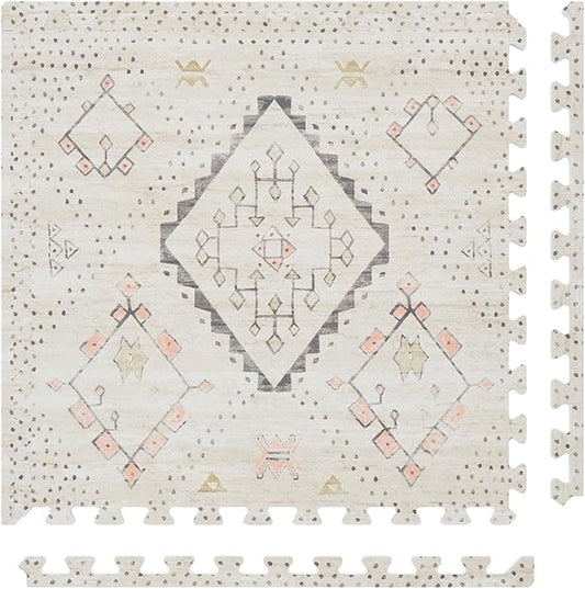House of Noa Play Mat – 4x6 Oat Ula – Set of 6 Tiles – Cushioned EVA Foam Play Mat for Floor, Soft Interlocking Mats for Hard Floors