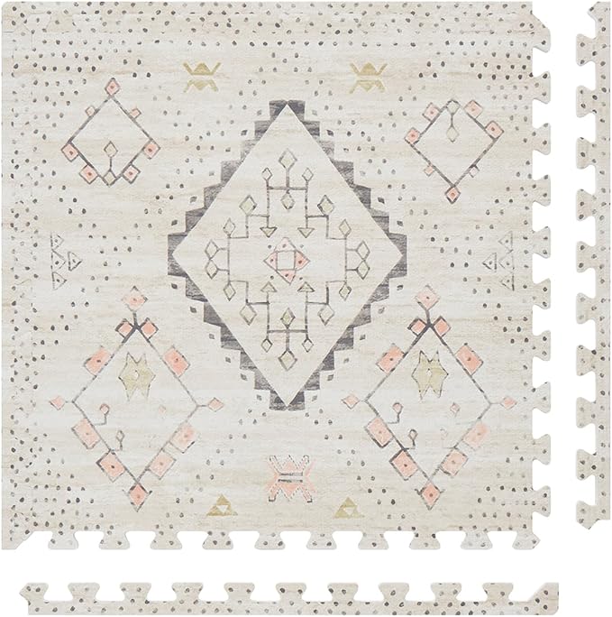 House of Noa Play Mat – 4x8 Oat Ula – Set of 8 Tiles – Cushioned EVA Foam Play Mat for Floor, Soft Interlocking Mats for Hard Floors