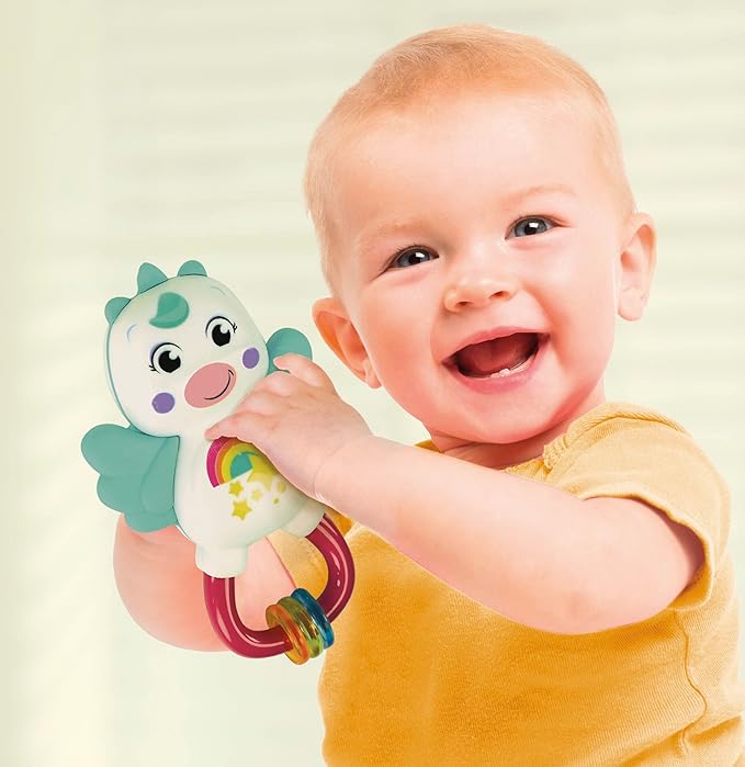 Clementoni 17778 Little Unicorn Rattle-Toddler, Early Years, Infant, New Born Soft Gift, 3 Months, Crinkle Squeaky, Sensory Learning Toys, Stroller Pendant, Made in Italy
