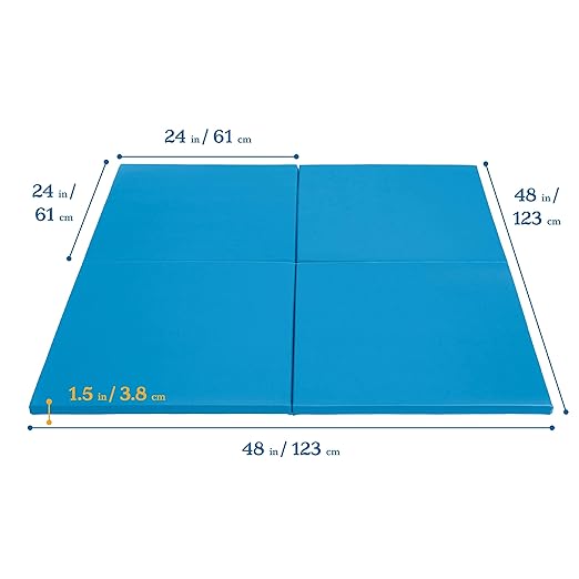 ECR4Kids SoftZone Play Patch Activity Mat Squares, Modular Playmat, French Blue, 4-Pack