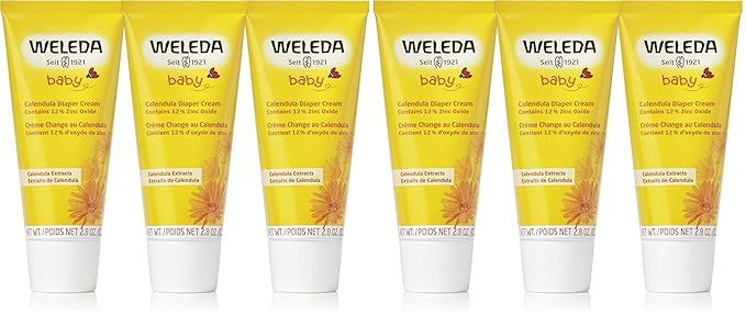 Weleda Baby Calendula Diaper Cream,2.8 Fluid Ounce,Plant Rich Protection with Calendula,Chamomile,Sweet Almond Oil,Lanolin and Zinc Oxide,(Pack of 6)