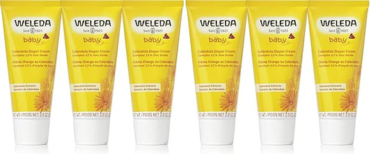 Weleda Baby Calendula Diaper Cream,2.8 Fluid Ounce,Plant Rich Protection with Calendula,Chamomile,Sweet Almond Oil,Lanolin and Zinc Oxide,(Pack of 6)