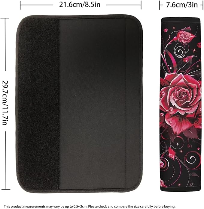 Romantic Rose Car Seat Belt Shoulder Strap Covers Pad Shoulder Pads for Seat Belts Universal Interior Accessories Safety Strap Cover for Auto SUV Truck Airplane Backpack