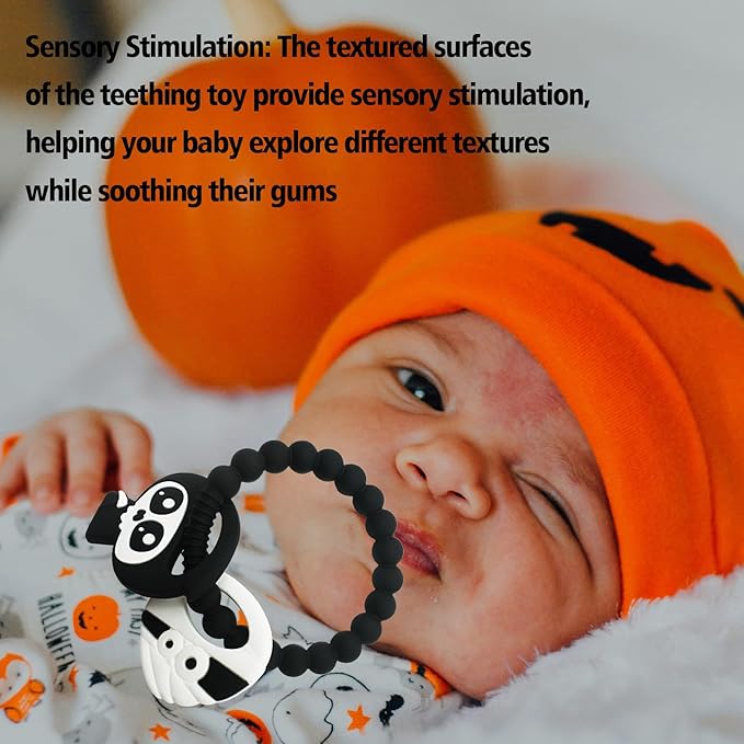 My First Halloween Baby Teething Toy and Llama Silicone Baby Teether Set- Spooky Teethers, Pumpkin Rattle, Ghost Teether(2 Pieces)