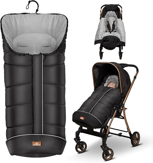 Bemece Warm Bunting Bag, Universal Winter Stroller Cover with Zip, Windproof Stroller footmuff for Baby Buggies Pushchair, Machine Washable