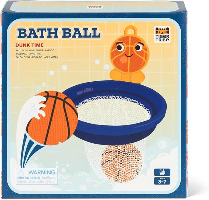 Tiger Tribe Bath Ball Dunk Time - Interactive Toddler Bath Toy with Floating Basketballs & Suction Backboard for Enhancing Motor Skills in Kids 3-7 Years