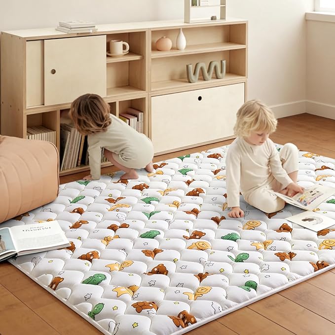 Baby Play Mat 71" X 59", Premium Thicken Foam One-Piece Crawling Mat, Extra Large Non-Slip Cushioned Activity Playmats for Babies, Toddlers, Infants, Play & Tummy Time