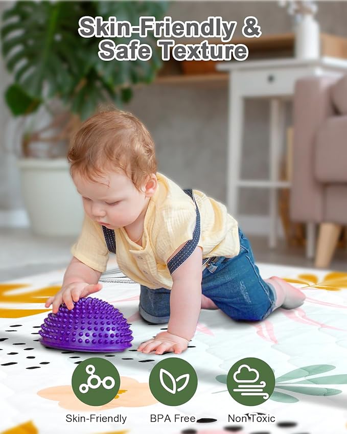 TINYHARBO Premium Foam Baby Play Mat 59x59 – Removable & Machine Washable Cover, Extra Thick Padding Playpen Mat, Non-Slip Crawling Mat, Easy to Clean for Infants, Toddlers & Babies