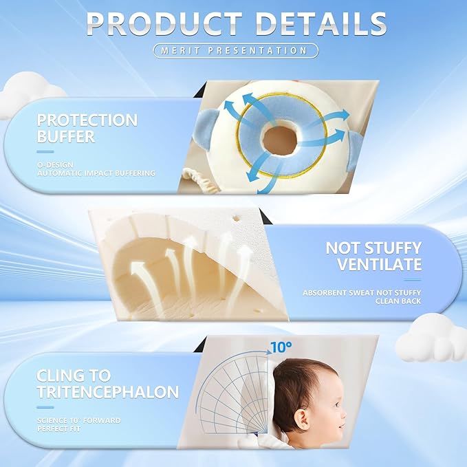 Baby Walker Head Protector Backpack Toddler Adjustable Head Protection Safety Pad for 5-24 Months Learning Walking Crawling Astronaut