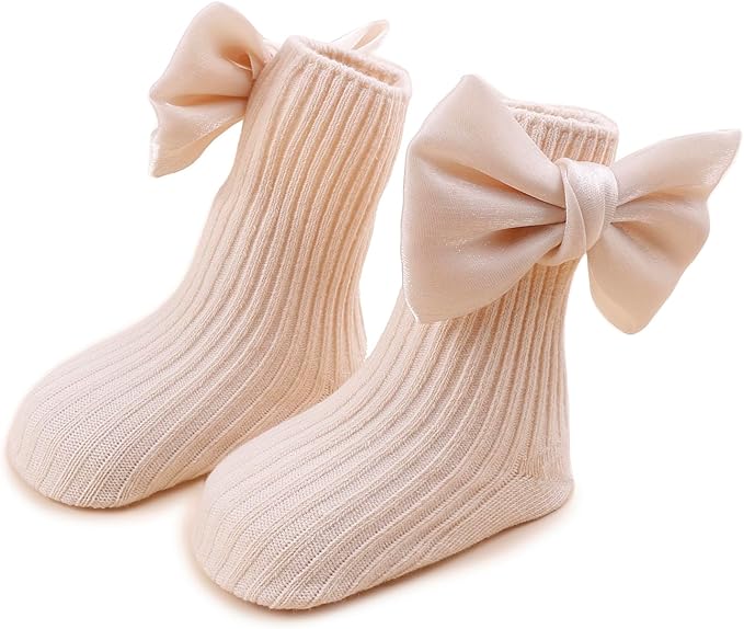 Baby Girls Headband & Socks Set, Cute Socks with Flower Hair Bows Baby Accessories Gifts for Newborn Infant Toddler