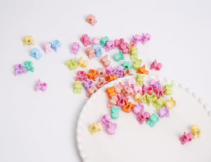 50 Pcs Colorful Mini Hair Claw Small Hair Clips Clamps Hair Accessories for Baby Girl Decorative Bun Tiny Hair Clips (Set-D)