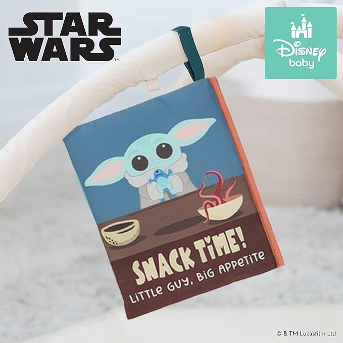 Kids Preferred Star Wars: THE Mandalorian Grogu Deluxe Soft Book - with Crinkle Pages, Teether, On-the-Go Clip, Sensory Textures, Ages 0+
