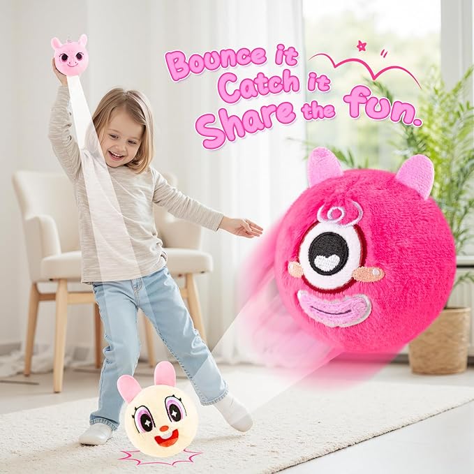 ZOOJOY 3 Pcs Plush Bouncy Balls for Toddlers 1-3, 3In High Bounce Baby Toys Featuring Easter Bunny, Unicorn & Monster, Easter Gifts for Girls Boys 6M+, Outdoor Indoor Slient Furry Balls
