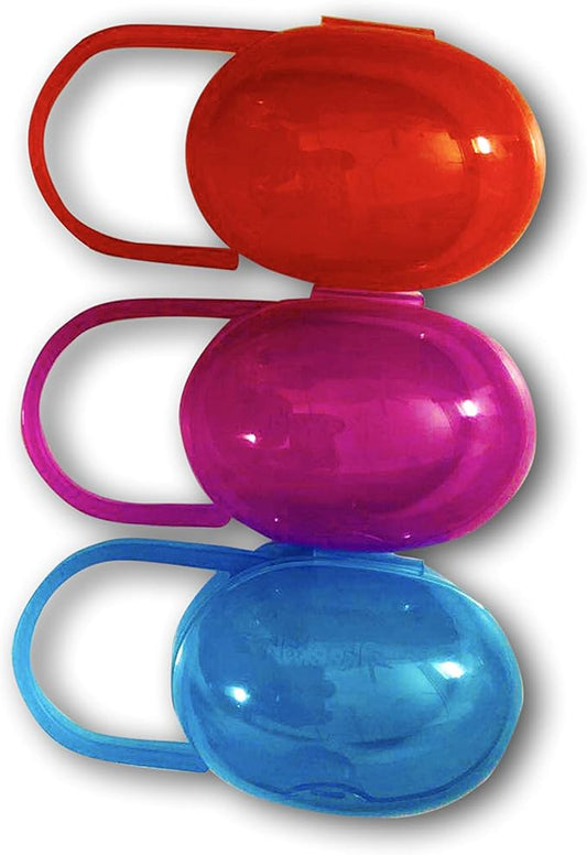 purifyou PurePouch BPA-Free Pacifier Case Holder & Nipple Shield Case, Hold Up to Two and Three Pacifiers and Pacifier Clips Per Container with Free Mesh Sack (Set of 3, Mixed)