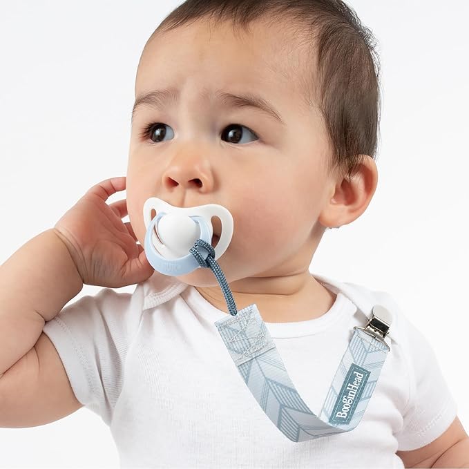 BooginHead by Infantino PaciGrip 2-Pack Pacifier Clips – Universal Fit, Gentle on Clothes, Keeps Pacifiers Clean & Close, Ages 0-36 Months, Blue Arrows