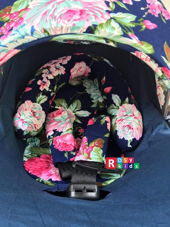 9pc Baby Girl Ultimate Set of Infant Car Seat Cover Canopy Headrest Blanket Hat Nursing Scarf, 06JE02