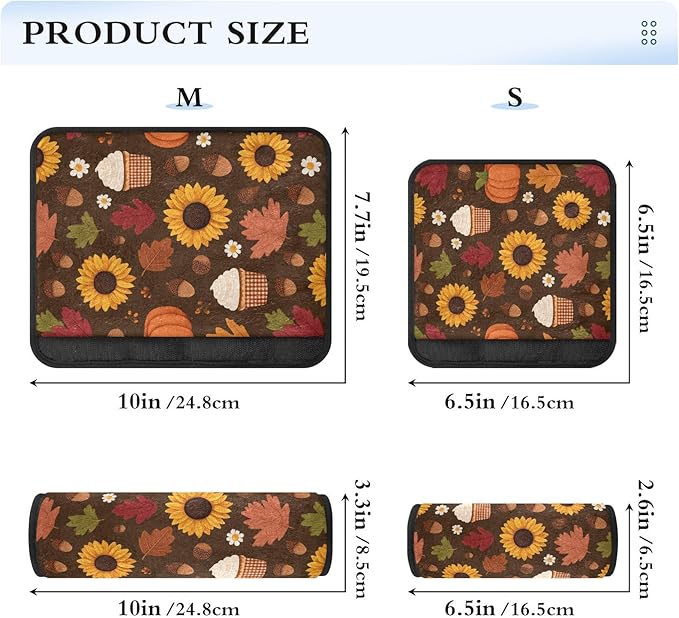 2 Pack Seatbelt Covers Seat Belt Cover Pad for Adults Boys Girls Car Seat Strap Covers Pads Cushion Universal Shoulder Strap Pad Protector for Backpack Camera Bag 10x7.7Inch Sunflowers Maple Leaves Pu