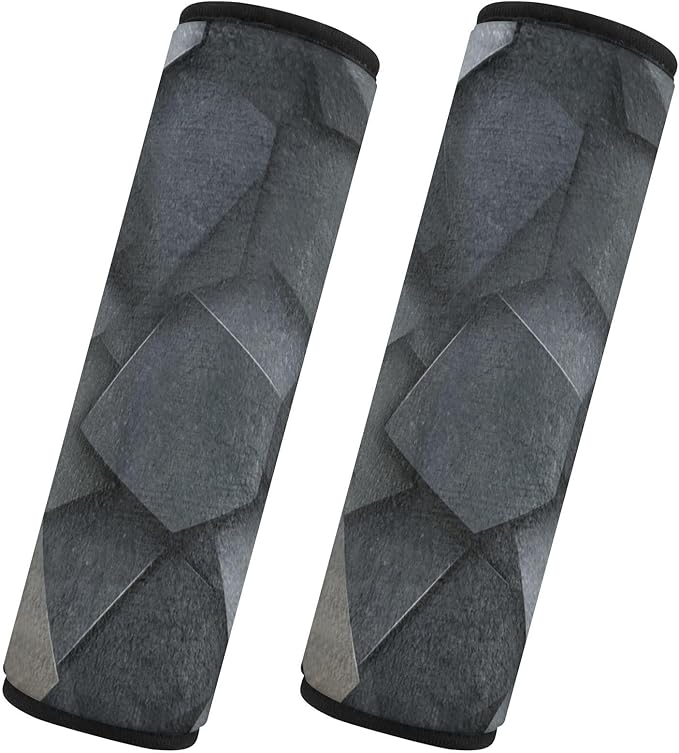 2 Pack Seatbelt Covers Seat Belt Cover Pad for Adults Boys Girls Car Seat Strap Covers Pads Cushion Universal Shoulder Strap Pad Protector for Backpack Camera Bag 10x7.7Inch Dark Gray and Black Polygo