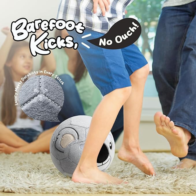 VangeBow Silent Indoor Soccer Balls for Toddlers 1-3, Inflatable Soft Plush Baby Toddler Soccer Ball Toys Gifts for 1 2 3 4 5 Year Old Boy Girl First Birthday Gift (Koala, Pump Include)